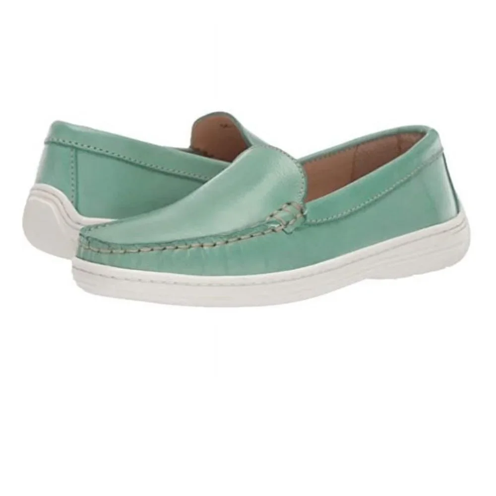 Driver Club USA San Diego, Kid's Size 3 Leather Loafer, Powder Green Everest